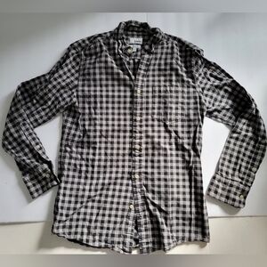 Sonoma Mens Black Gray Plaid Checkered Long Sleeve Button up shirt